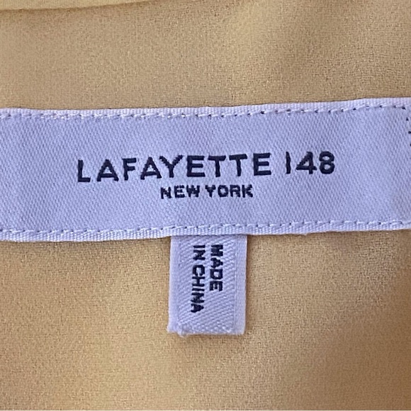 LAFAYETTE 148 100% Silk button down collared short sleeve blouse Medium EUC - Picture 11 of 13